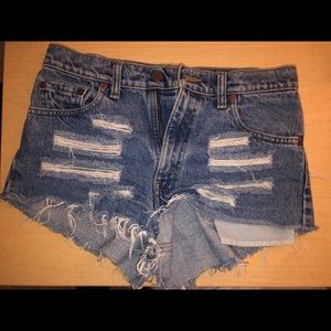 High waisted vintage jean shorts, size 25-26ish